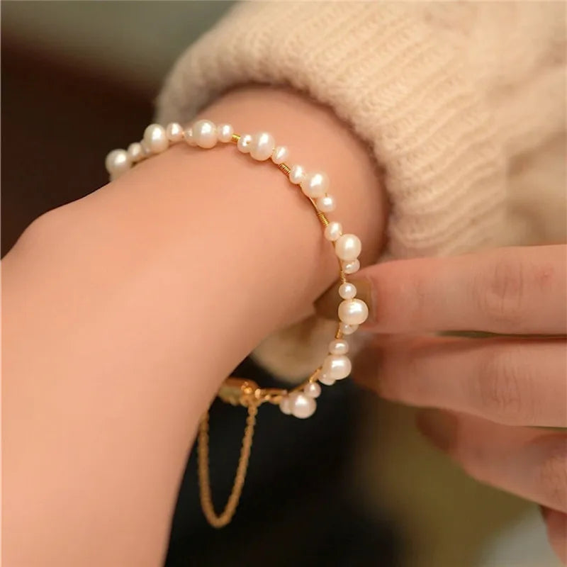 Natural Baroque Pearl Bracelet – 14K Gold-Filled Handmade Jewelry