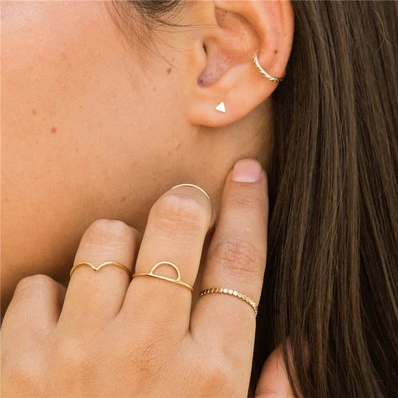 Real 14K Gold Filled Chevron Ring – Minimalist Boho Knuckle Jewelry