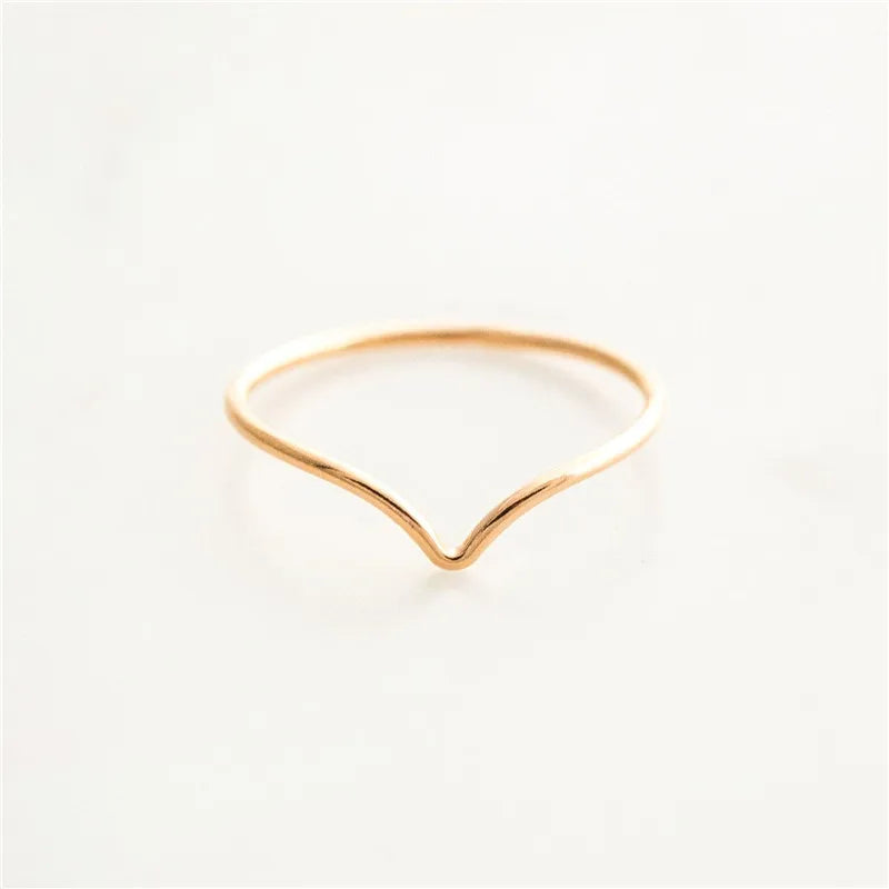 Real 14K Gold Filled Chevron Ring – Minimalist Boho Knuckle Jewelry