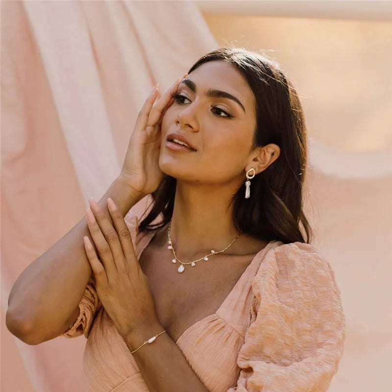 14K Gold Filled Baroque Pearl Choker Necklace