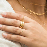 Real 14K Gold Filled Chevron Ring – Minimalist Boho Knuckle Jewelry