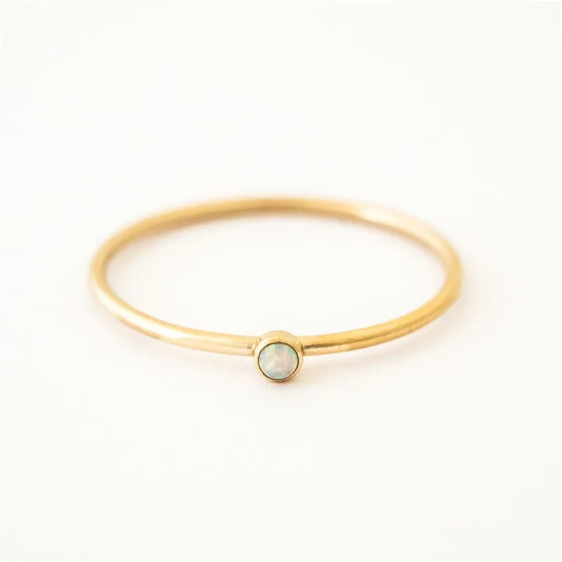 14K Gold Filled Tiny Opal Ring – Minimalist Boho Jewelry