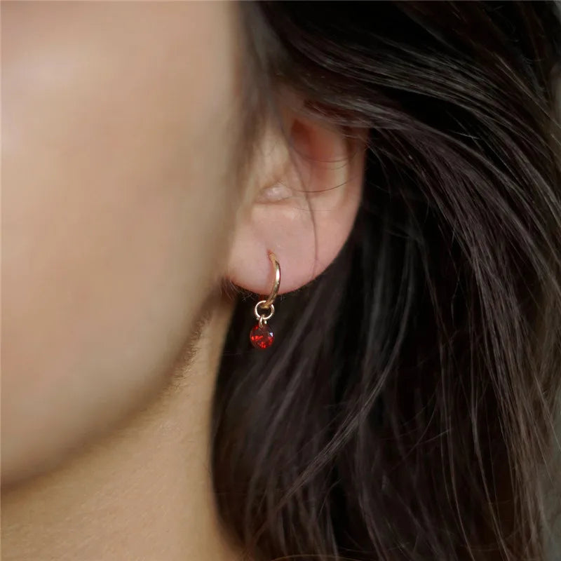 14K Gold Filled Birthstone Zircon Hoop Earrings