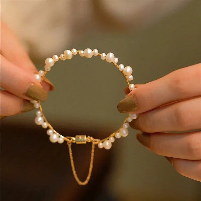 Natural Baroque Pearl Bracelet – 14K Gold-Filled Handmade Jewelry