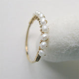 14K Gold Filled Tiny Pearl Ring – Handmade Minimalist Boho Jewelry
