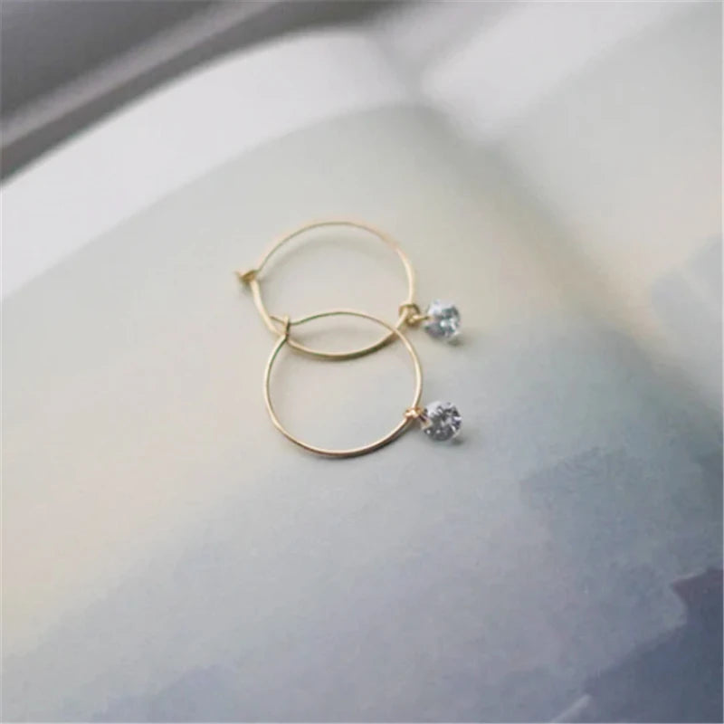 14K Gold Filled 30MM Hoop Earrings Trendy Zircon Fine Jewelry