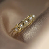 14K Gold Filled 3MM Natural Pearl Ring – Handmade Boho Minimalist Jewelry