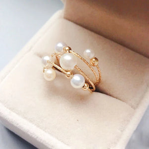 14K Gold Filled Natural Pearl Ring – Handmade Boho Minimalist Jewelry
