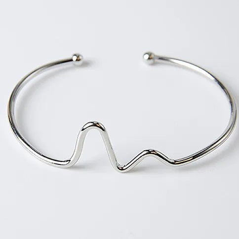 Open Cuff Punk Bracelet – Heartbeat, Leaf, Arrow & Heart Design