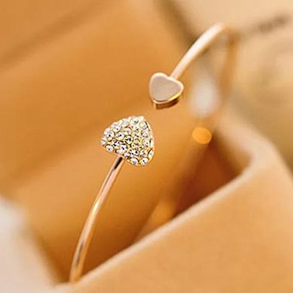 Open Cuff Punk Bracelet – Heartbeat, Leaf, Arrow & Heart Design