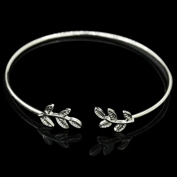 Open Cuff Punk Bracelet – Heartbeat, Leaf, Arrow & Heart Design