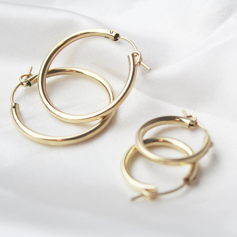 14K Gold Filled Hoop Earrings Classic Minimalist Jewelry for Women