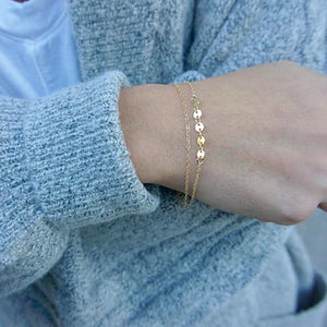 Double-Layer Gold-Filled Coin Bracelet – Handmade Boho Charm Jewelry