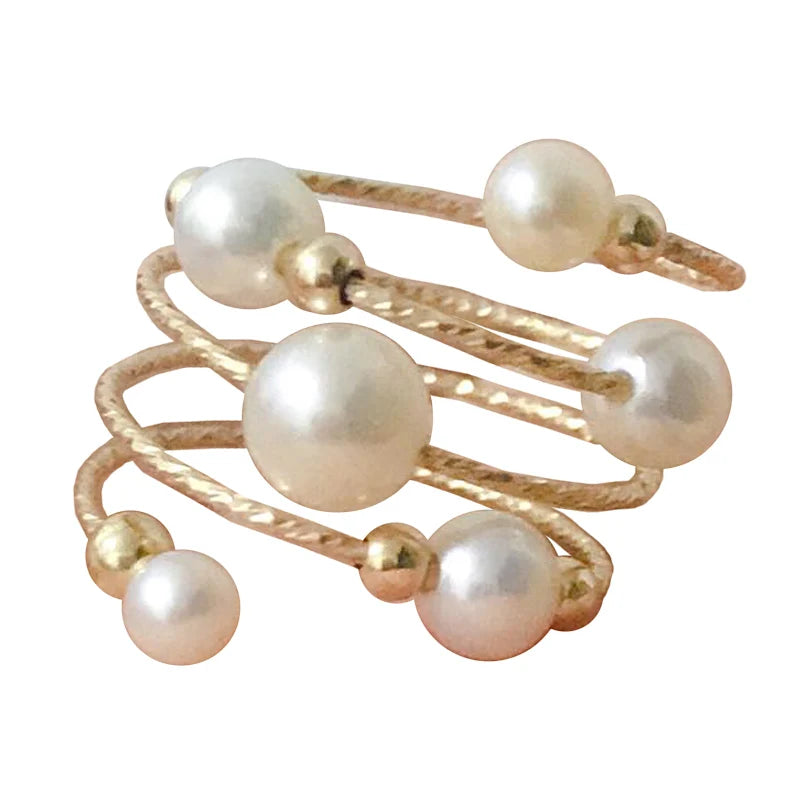 14K Gold Filled Natural Pearl Ring – Handmade Boho Minimalist Jewelry