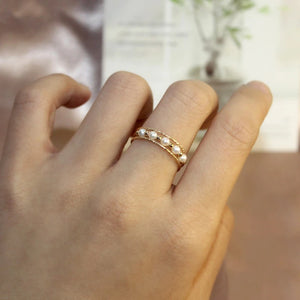 14K Gold Filled 3MM Natural Pearl Ring – Handmade Boho Minimalist Jewelry