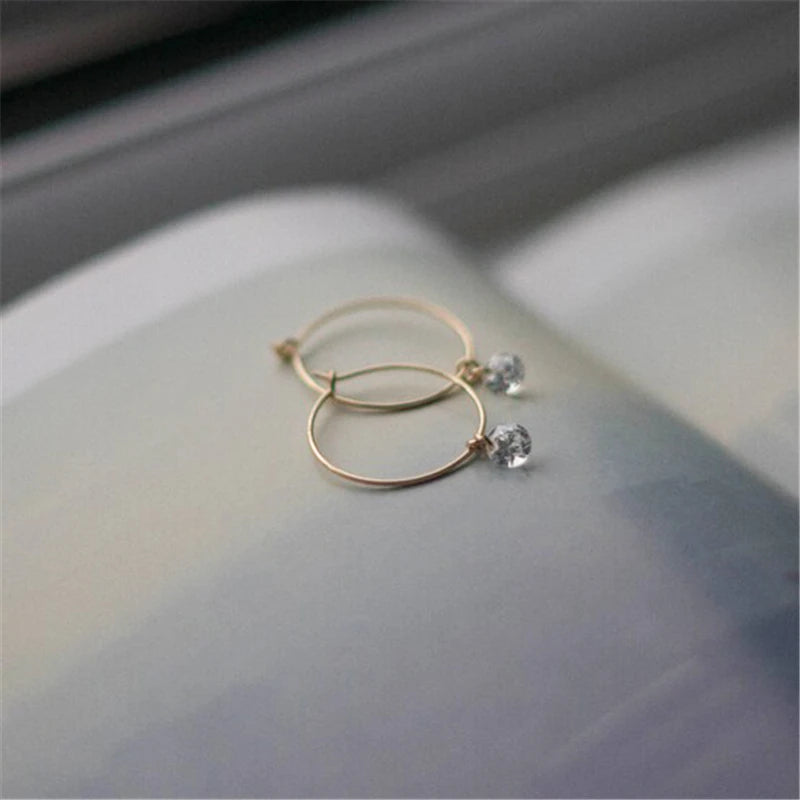 14K Gold Filled 30MM Hoop Earrings Trendy Zircon Fine Jewelry