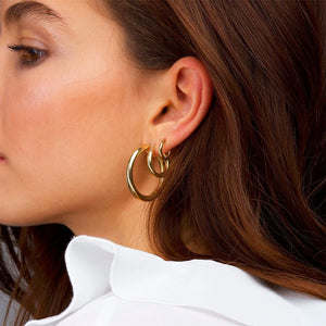 14K Gold Filled Hoop Earrings Classic Minimalist Jewelry for Women