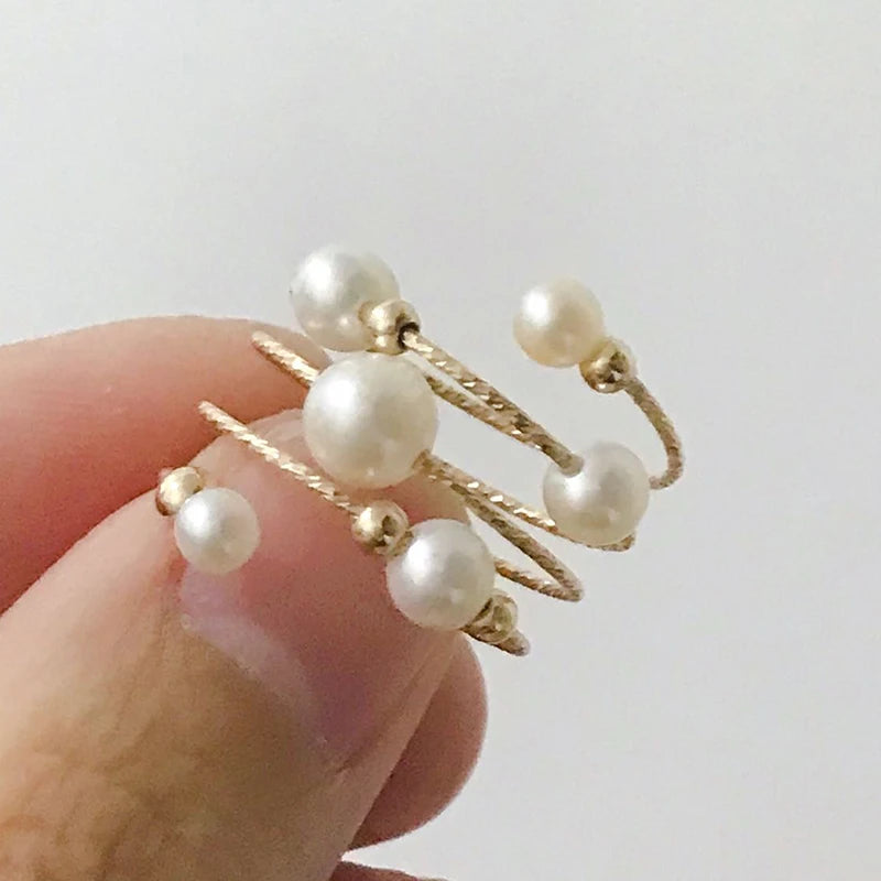 14K Gold Filled Natural Pearl Ring – Handmade Boho Minimalist Jewelry