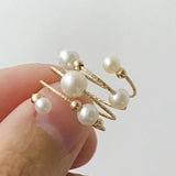 14K Gold Filled Natural Pearl Ring – Handmade Boho Minimalist Jewelry