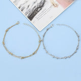 Trendy Double-Layer Beaded Bracelet – Elegant Gold & Silver Chain Jewelry