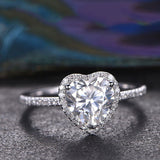 Elegant Silver Heart Ring – White Zircon