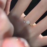 Elegant Zirconia Flower Ring – Adjustable Cherry Blossom & Tulip Design