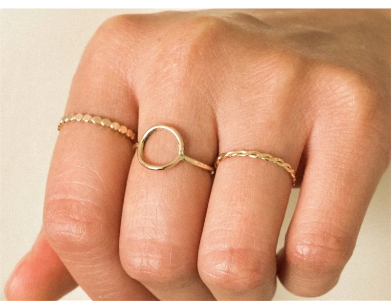 14K Gold Filled Karma Circle Ring – Boho Knuckle Jewelry