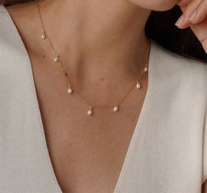 14K Gold Filled Natural Pearl Choker Necklace for Women