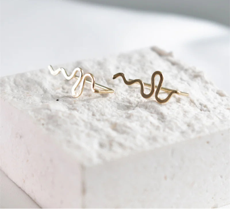 925 Silver & 14K Gold Filled Minimalist Ear Climber Earrings
