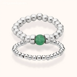 925 Silver/Gold Filled Aventurine Beaded Ring – Minimalist Boho Jewelry