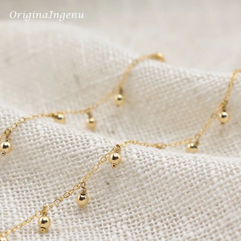 14K Gold Filled Beaded Choker Necklace Handmade Minimalist Boho Jewelry for Women