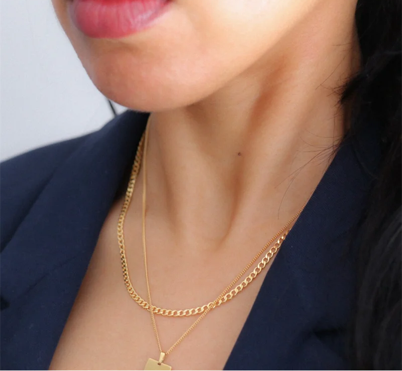 14K Gold Filled Curb Chain Choker Necklace for Women