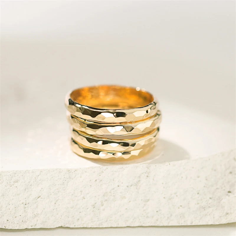 14K Gold Filled Hand-Hammered Ring – Dainty Boho Knuckle Jewelry