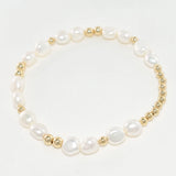 14K Gold-Filled Elastic Pearl Bracelet – Handmade & Hypoallergenic