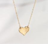 Gold Filled Hammered Heart Pendant Necklace