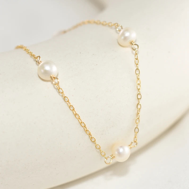 14K Gold Filled Natural Pearl Choker Necklace