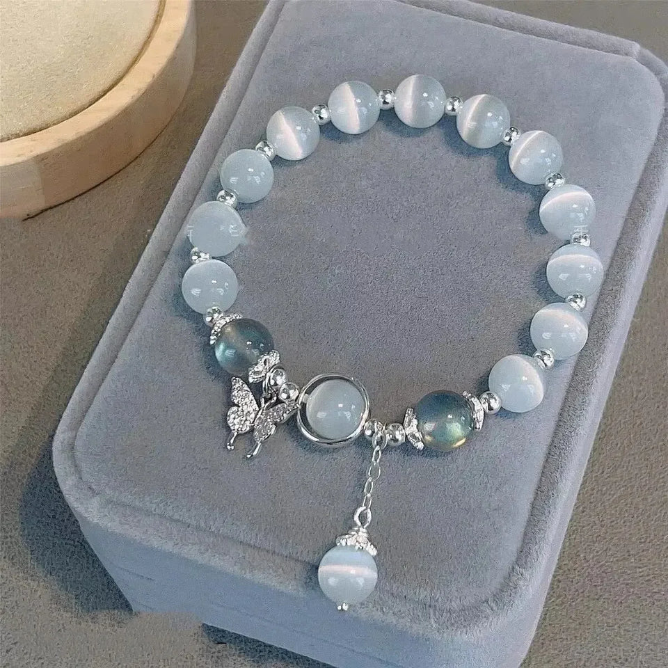 Elegant Cat Eye Stone & Moonstone Star Bracelet