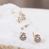 14K Gold Filled Cubic Zirconia Stud Earrings Tarnish-Resistant & Waterproof