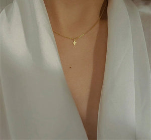 14K Gold Filled Tiny Cross Pendant Necklace