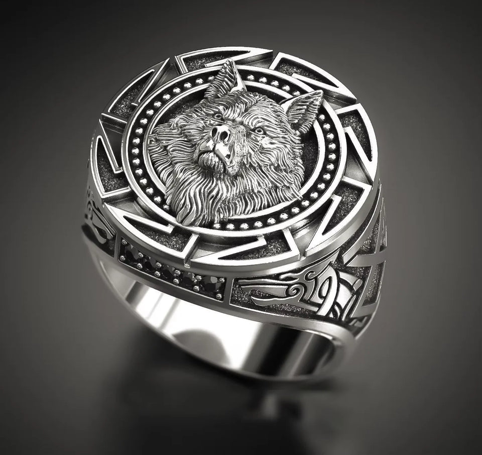925 Sterling Silver Retro Wolf Totem Ring – Warrior Thai Silver Ring