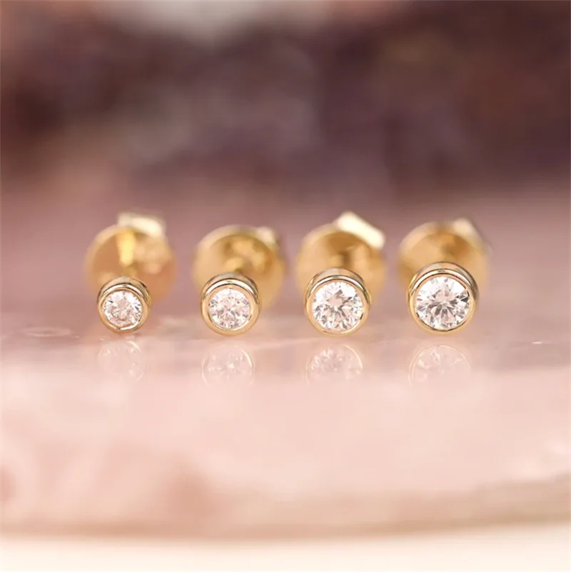 14K Gold Filled Cubic Zirconia Stud Earrings Tarnish-Resistant & Waterproof