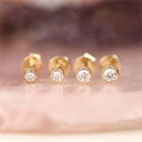 14K Gold Filled Cubic Zirconia Stud Earrings Tarnish-Resistant & Waterproof