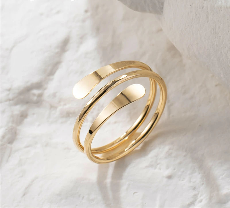 14K Gold Filled Hammered Cuff Ring – Handmade Minimalist Boho Jewelry