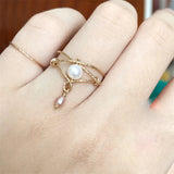 Handmade Natural Pearl Adjustable Ring – Gold Filled Boho Jewelry