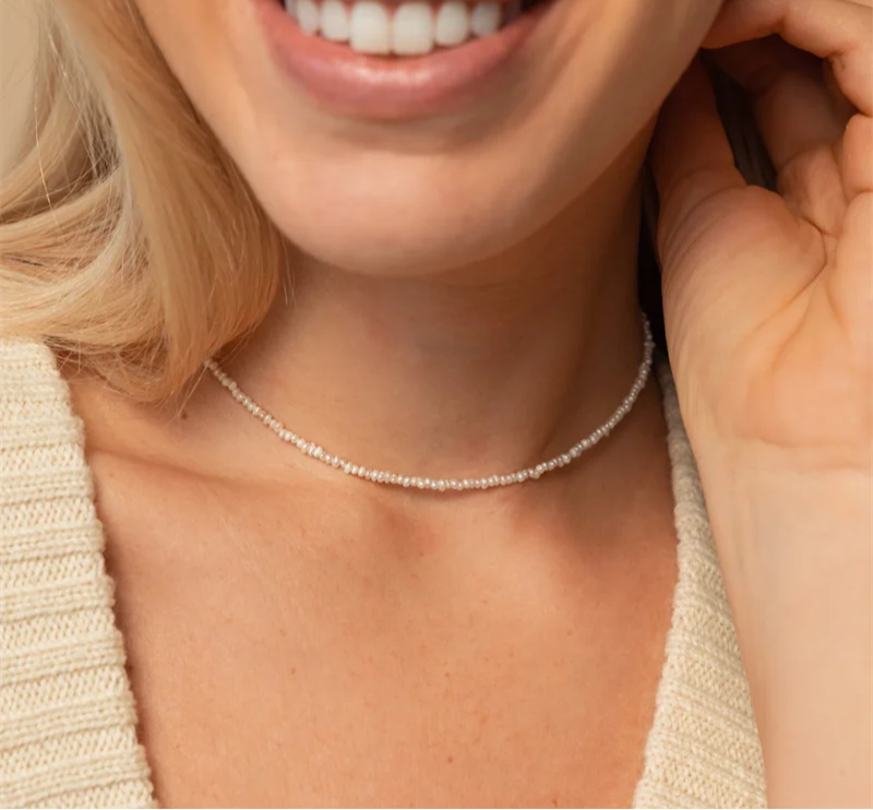 14K Gold Filled Tiny Pearl Pendant Necklace Jewelry for Women