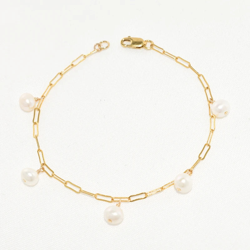 Vintage Baroque Pearl Bracelet – 14K Gold-Filled Handmade Boho Jewelry