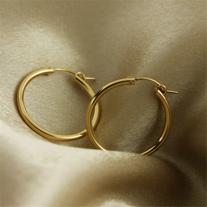 14K Gold Filled Hoop Earrings Classic Minimalist Jewelry for Women