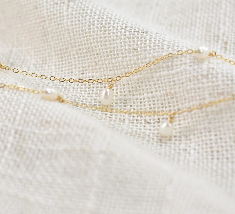 14K Gold Filled Natural Pearl Choker Necklace for Women