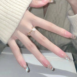 Elegant Zirconia Flower Ring – Adjustable Cherry Blossom & Tulip Design