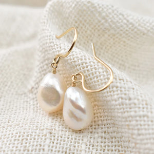 14K Gold Filled Baroque Pearl Drop Earrings